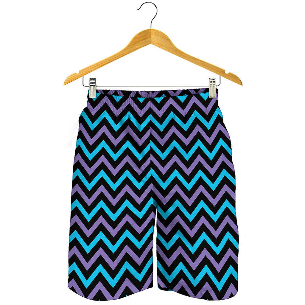 Blue Purple And Black Chevron Print Men's Shorts