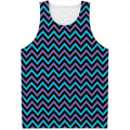 Blue Purple And Black Chevron Print Men's Tank Top