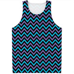 Blue Purple And Black Chevron Print Men's Tank Top