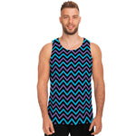 Blue Purple And Black Chevron Print Men's Tank Top