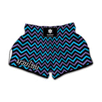 Blue Purple And Black Chevron Print Muay Thai Boxing Shorts