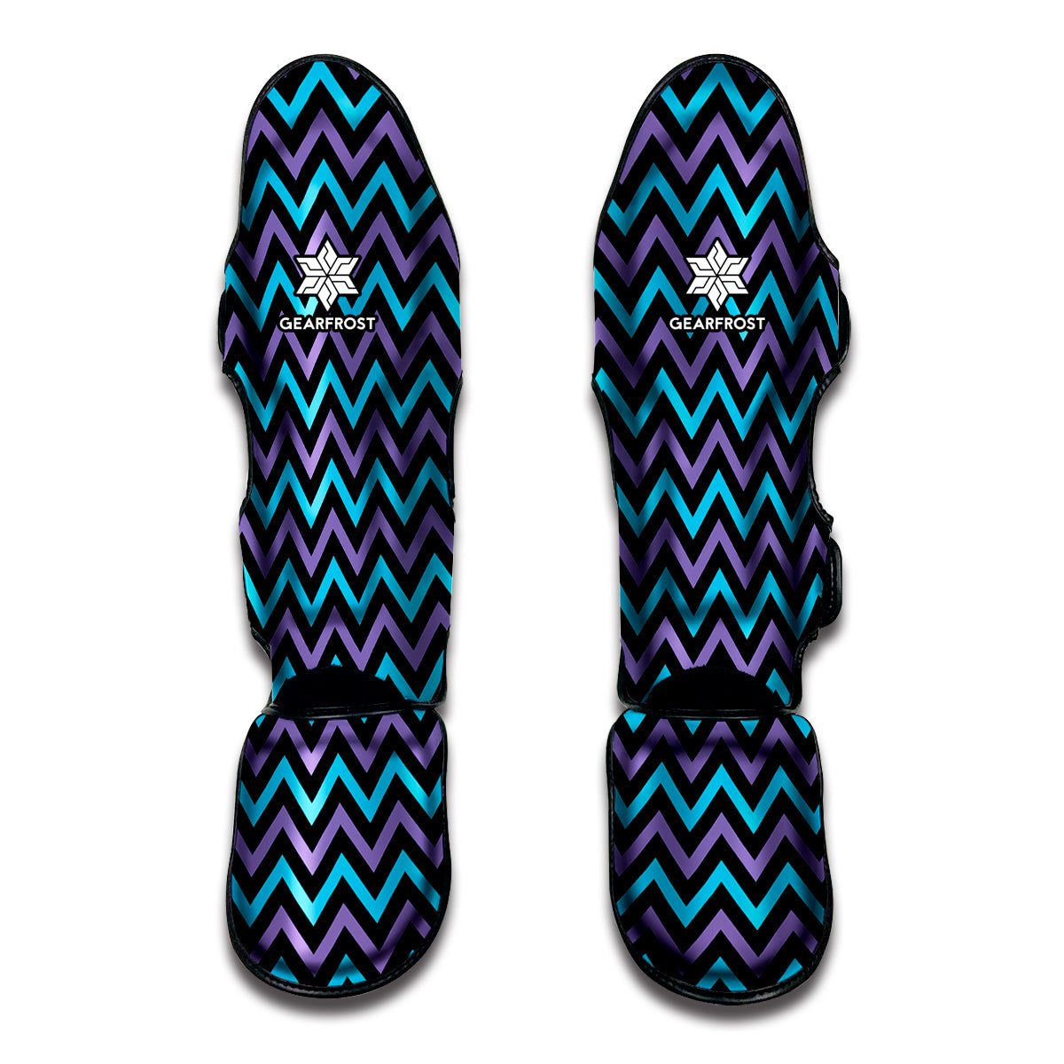 Blue Purple And Black Chevron Print Muay Thai Shin Guard