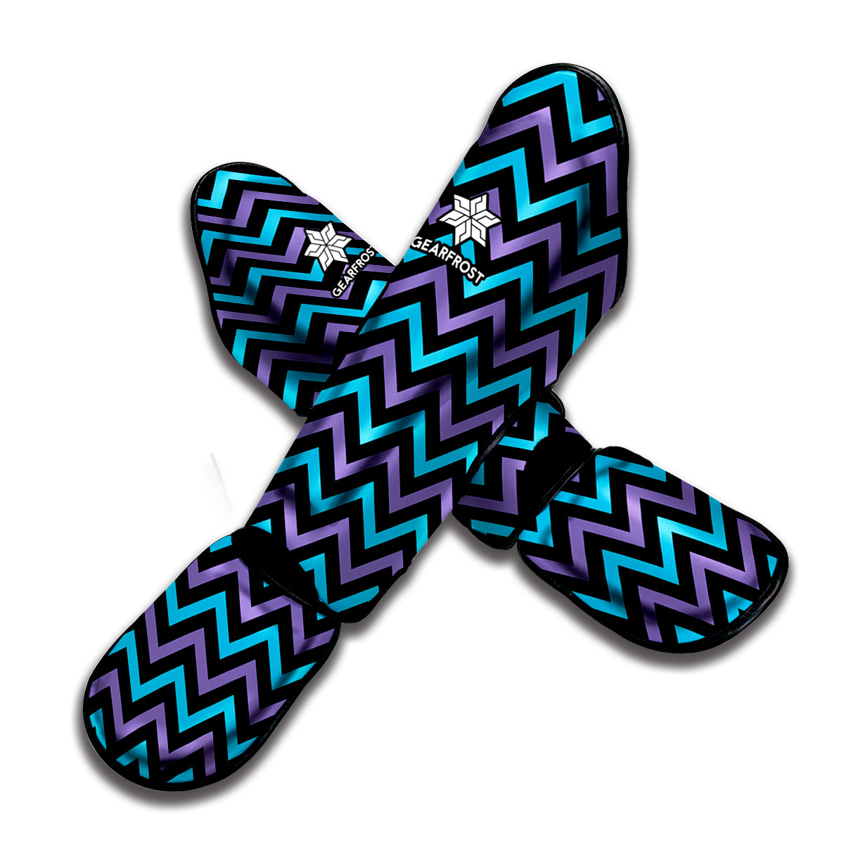 Blue Purple And Black Chevron Print Muay Thai Shin Guard