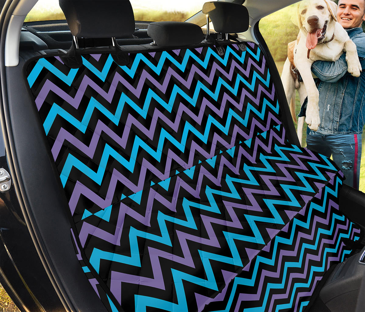 Blue Purple And Black Chevron Print Pet Car Back Seat Cover