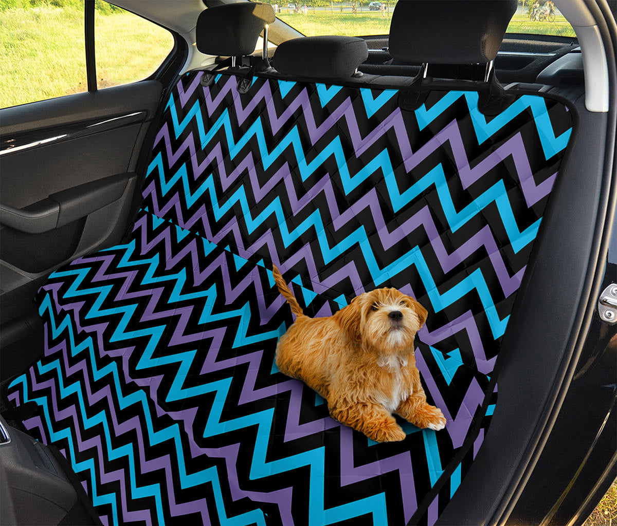 Blue Purple And Black Chevron Print Pet Car Back Seat Cover