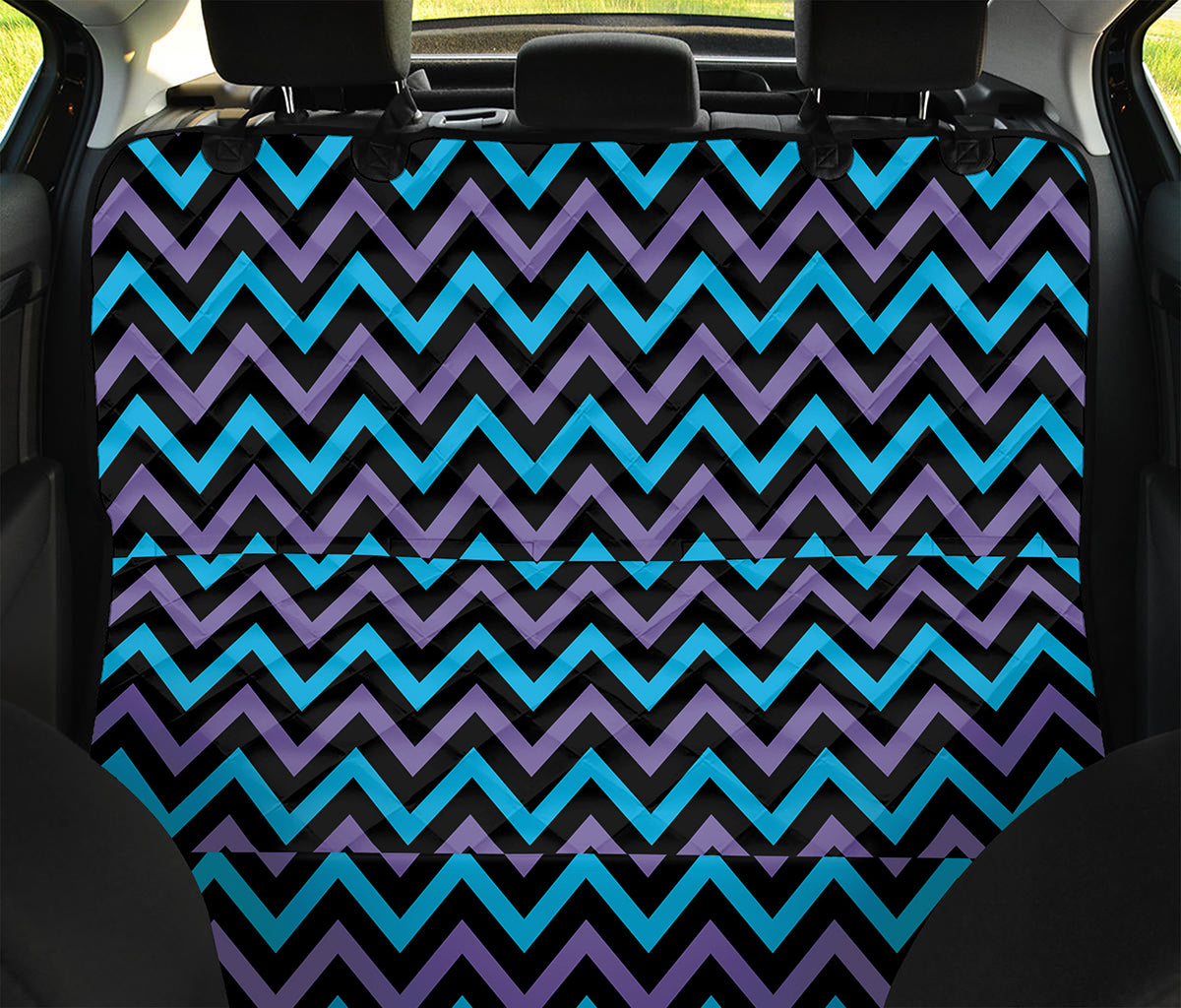 Blue Purple And Black Chevron Print Pet Car Back Seat Cover