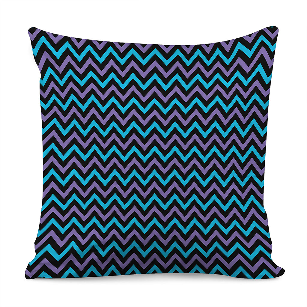 Blue Purple And Black Chevron Print Pillow Cover
