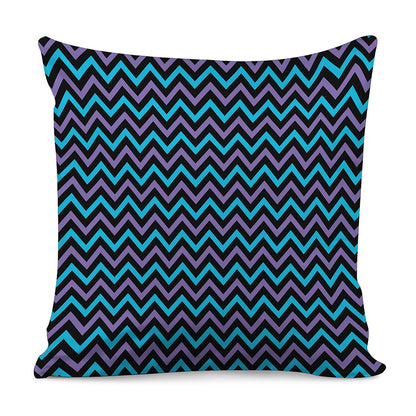 Blue Purple And Black Chevron Print Pillow Cover