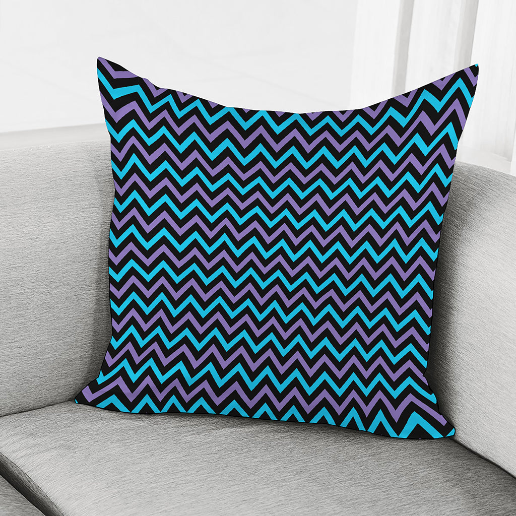 Blue Purple And Black Chevron Print Pillow Cover