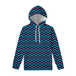 Blue Purple And Black Chevron Print Pullover Hoodie