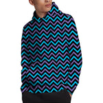 Blue Purple And Black Chevron Print Pullover Hoodie