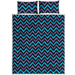 Blue Purple And Black Chevron Print Quilt Bed Set