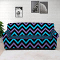 Blue Purple And Black Chevron Print Sofa Cover
