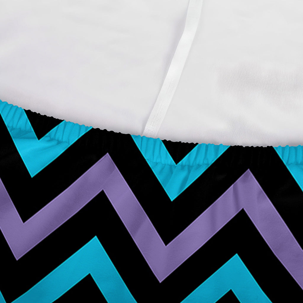 Blue Purple And Black Chevron Print Sofa Cover