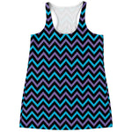 Blue Purple And Black Chevron Print Women's Racerback Tank Top