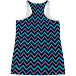 Blue Purple And Black Chevron Print Women's Racerback Tank Top