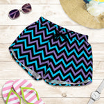 Blue Purple And Black Chevron Print Women's Shorts