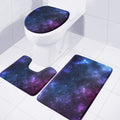 Blue Purple Cosmic Galaxy Space Print 3 Piece Bath Mat Set
