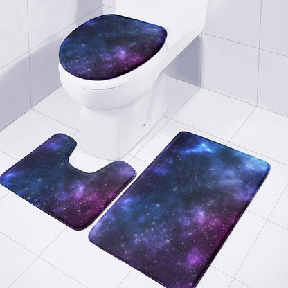Blue Purple Cosmic Galaxy Space Print 3 Piece Bath Mat Set