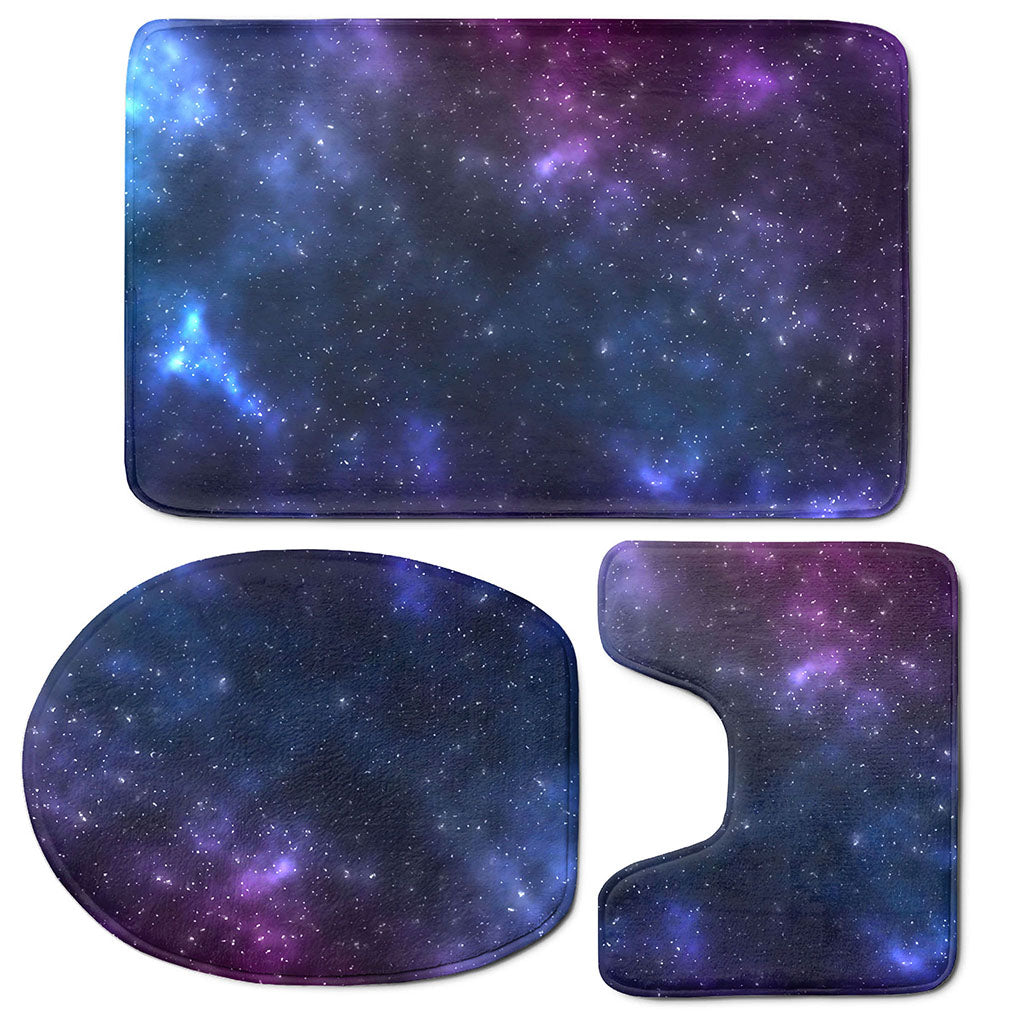 Blue Purple Cosmic Galaxy Space Print 3 Piece Bath Mat Set