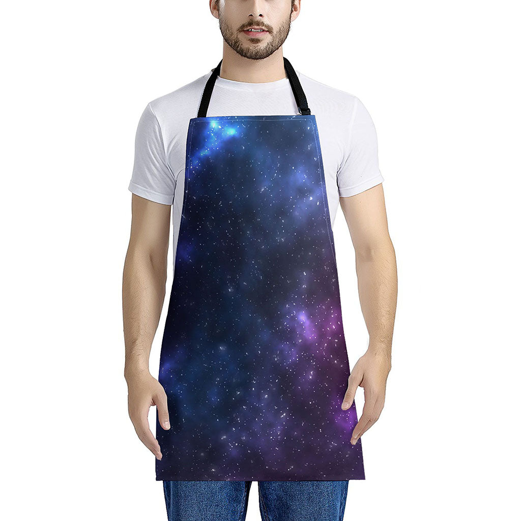 Blue Purple Cosmic Galaxy Space Print Apron