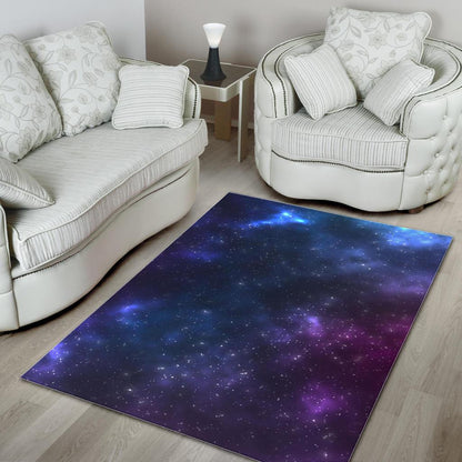 Blue Purple Cosmic Galaxy Space Print Area Rug GearFrost