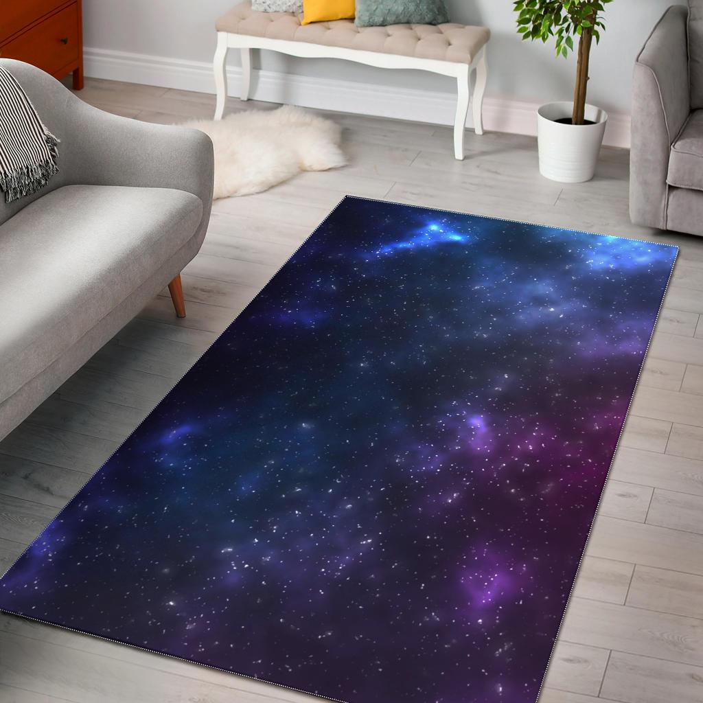 Blue Purple Cosmic Galaxy Space Print Area Rug GearFrost
