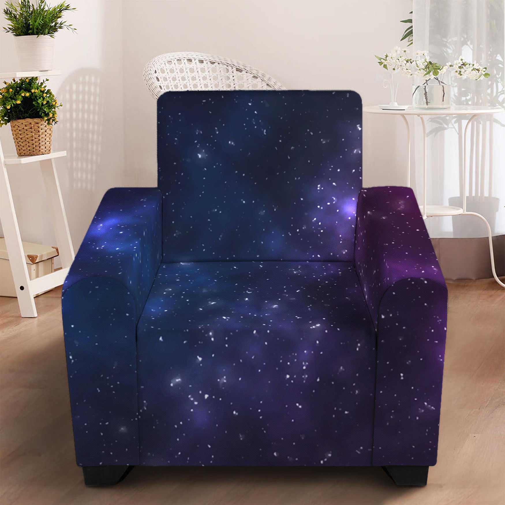 Blue Purple Cosmic Galaxy Space Print Armchair Slipcover