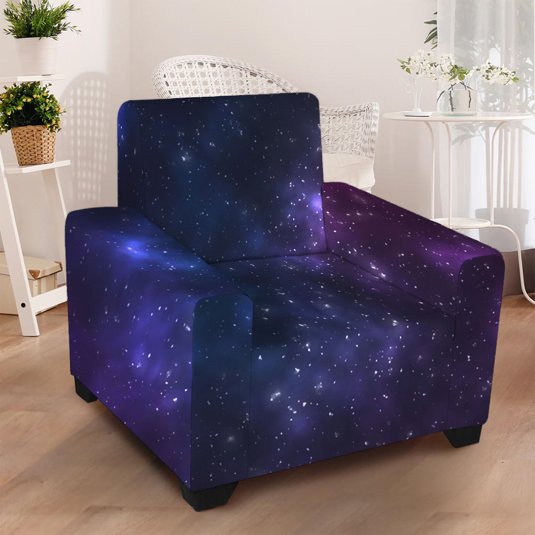 Blue Purple Cosmic Galaxy Space Print Armchair Slipcover