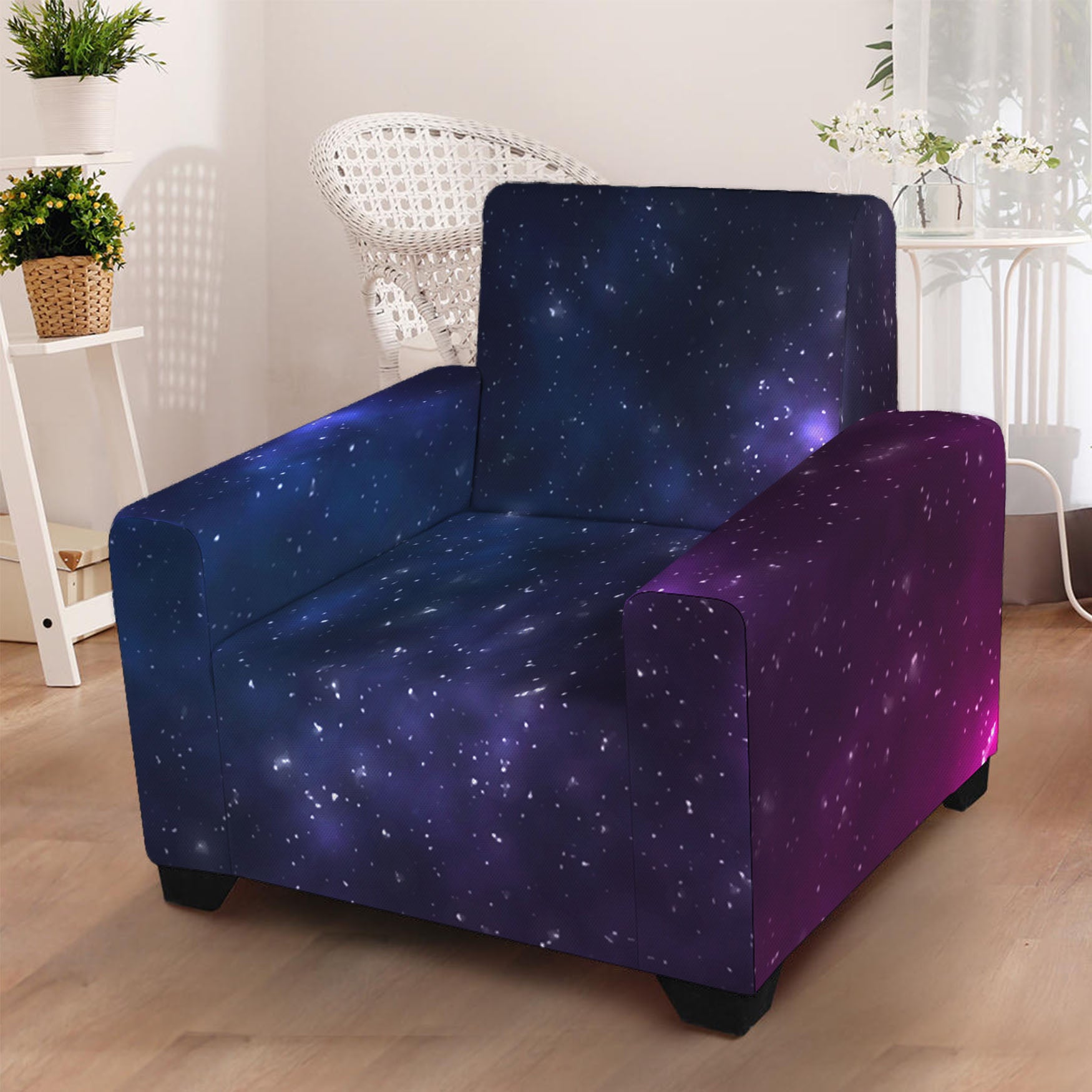 Blue Purple Cosmic Galaxy Space Print Armchair Slipcover