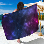 Blue Purple Cosmic Galaxy Space Print Beach Sarong Wrap