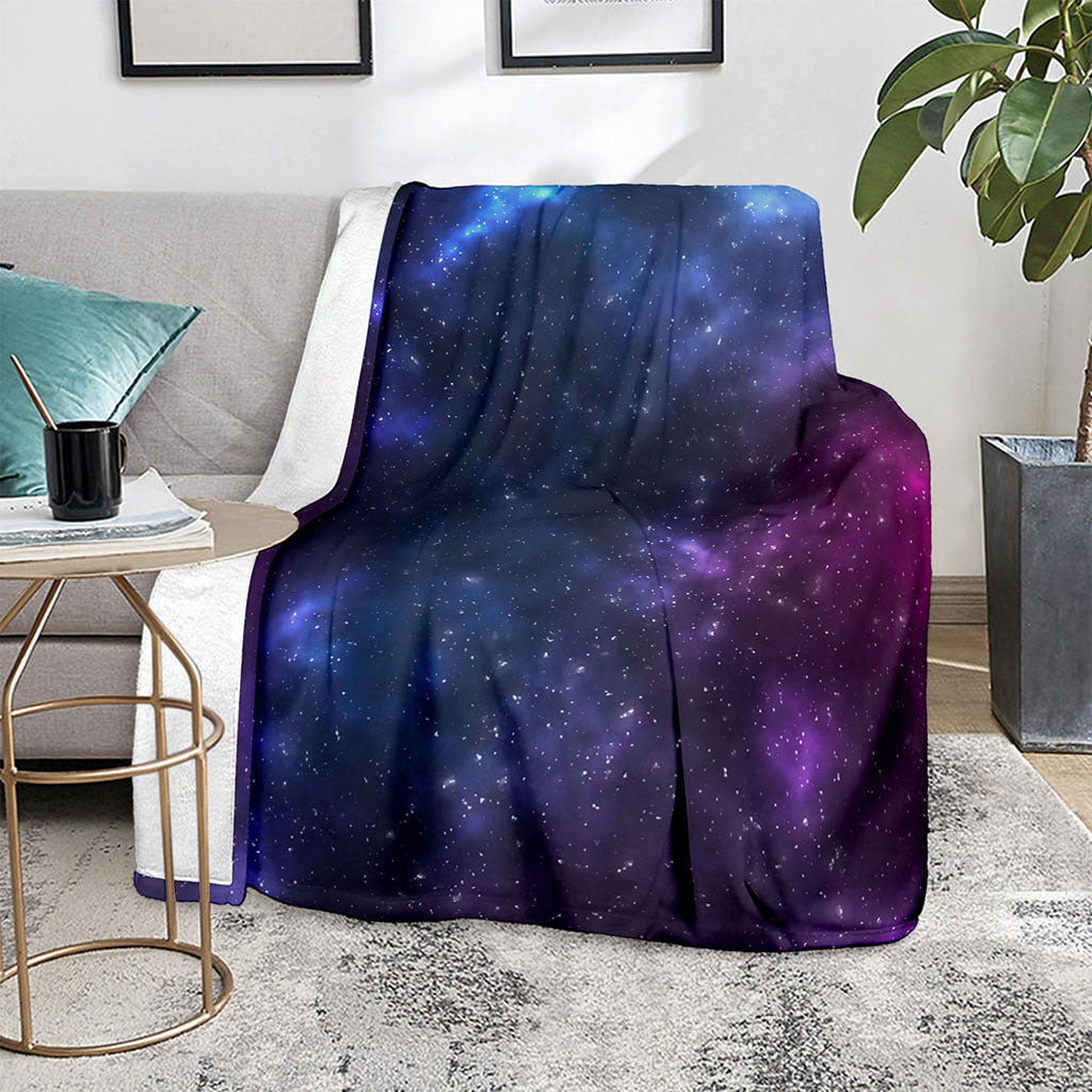 Blue Purple Cosmic Galaxy Space Print Blanket