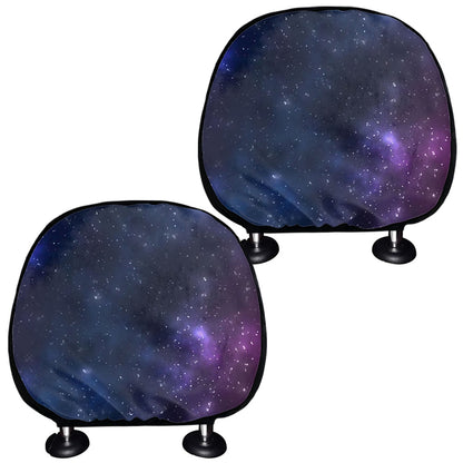 Blue Purple Cosmic Galaxy Space Print Car Headrest Covers
