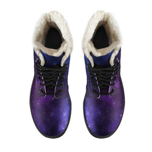 Blue Purple Cosmic Galaxy Space Print Comfy Boots GearFrost