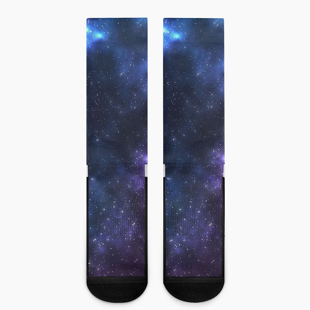 Blue Purple Cosmic Galaxy Space Print Crew Socks