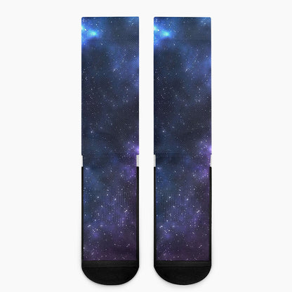 Blue Purple Cosmic Galaxy Space Print Crew Socks