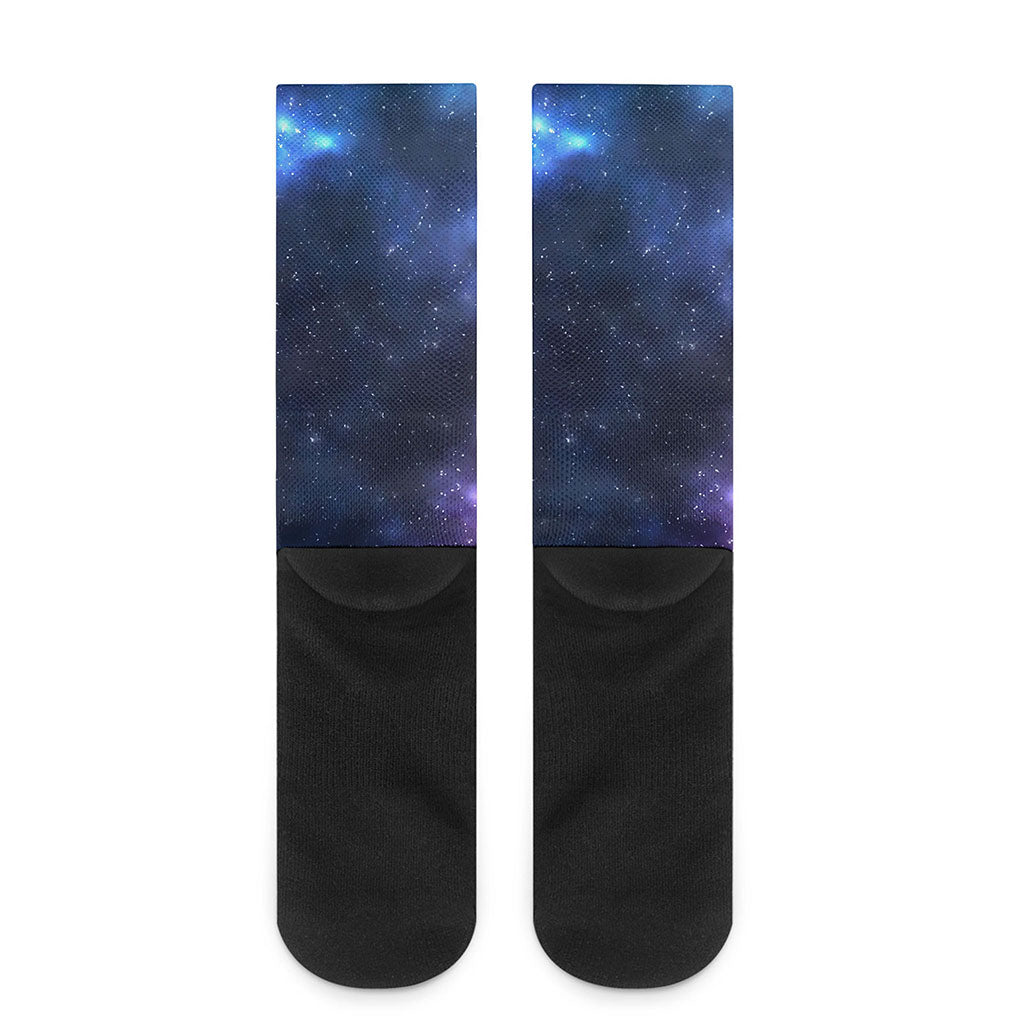 Blue Purple Cosmic Galaxy Space Print Crew Socks