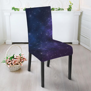 Blue Purple Cosmic Galaxy Space Print Dining Chair Slipcover