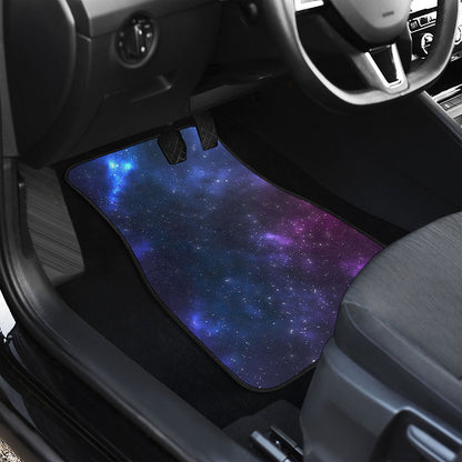Blue Purple Cosmic Galaxy Space Print Front and Back Car Floor Mats