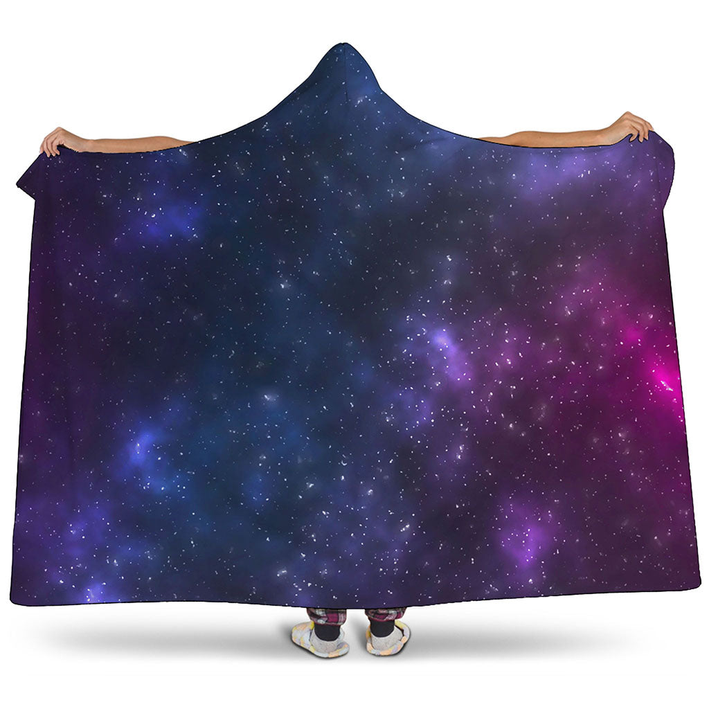 Blue Purple Cosmic Galaxy Space Print Hooded Blanket