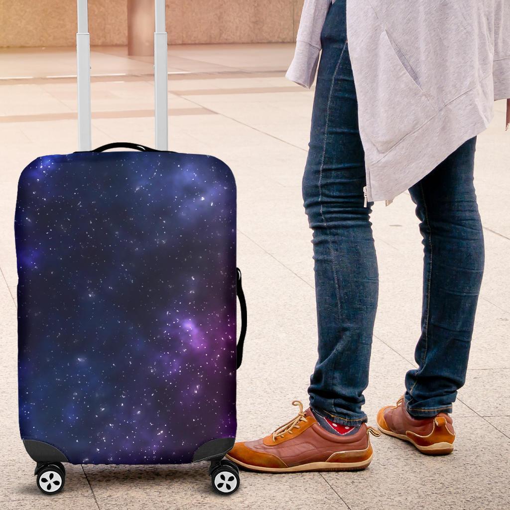 Blue Purple Cosmic Galaxy Space Print Luggage Cover GearFrost