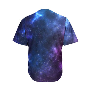 Blue Purple Cosmic Galaxy Space Print Men's Baseball Jersey