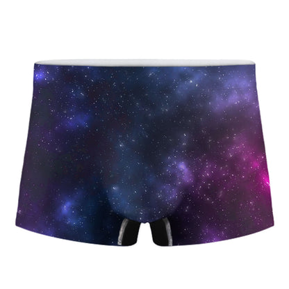 Blue Purple Cosmic Galaxy Space Print Men's Boxer Briefs