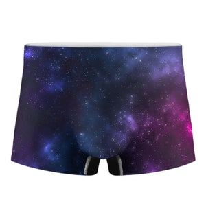 Blue Purple Cosmic Galaxy Space Print Men's Boxer Briefs