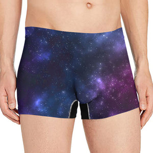Blue Purple Cosmic Galaxy Space Print Men's Boxer Briefs