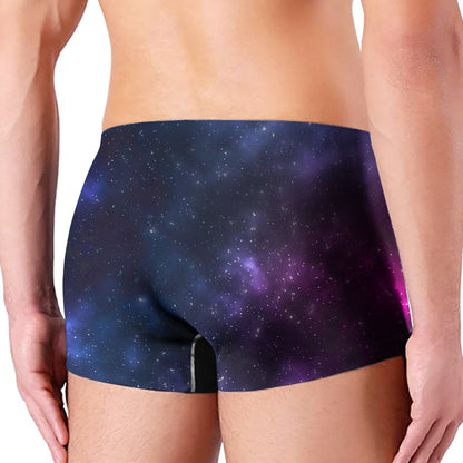 Blue Purple Cosmic Galaxy Space Print Men's Boxer Briefs