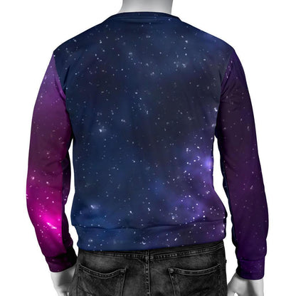 Blue Purple Cosmic Galaxy Space Print Men's Crewneck Sweatshirt GearFrost