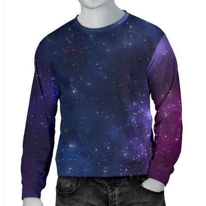 Blue Purple Cosmic Galaxy Space Print Men's Crewneck Sweatshirt GearFrost