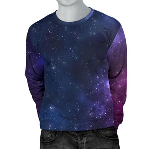 Blue Purple Cosmic Galaxy Space Print Men's Crewneck Sweatshirt GearFrost