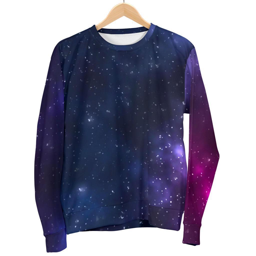 Blue Purple Cosmic Galaxy Space Print Men's Crewneck Sweatshirt GearFrost